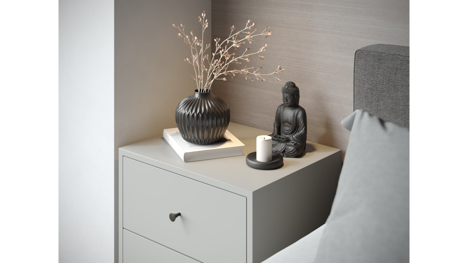 Knopf Büdelsdorf Druckguss schwarz matt pulverbeschichtet - 25 mm lang  vor weißem Hintergrund