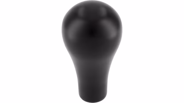 Knopf Everswinkel Druckguss schwarz matt pulverbeschichtet - 16 mm lang vor weißem Hintergrund