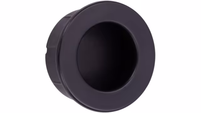 Muschel Riegelsberg Druckguss - Stahl schwarz matt pulverbeschichtet - 50 mm lang  vor weißem Hintergrund