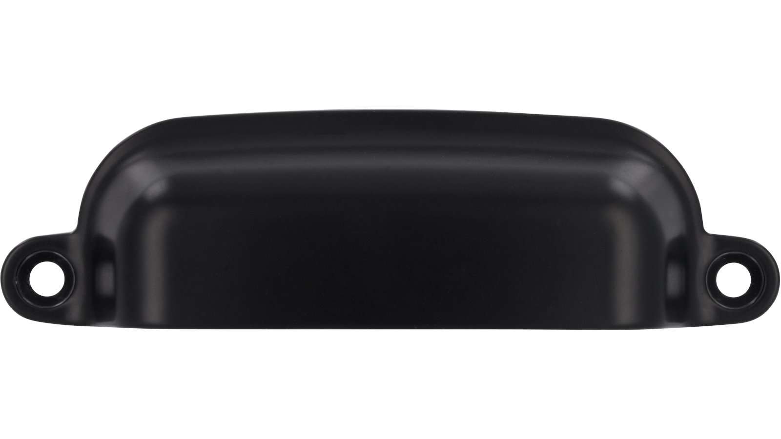 Muschelgriff-Weinboehla-schwarz-Zinkdruckguss-laenge-97-918120-front Muschel Weinböhla Druckguss schwarz matt pulverbeschichtet - 97 mm lang vor weißem Hintergrund