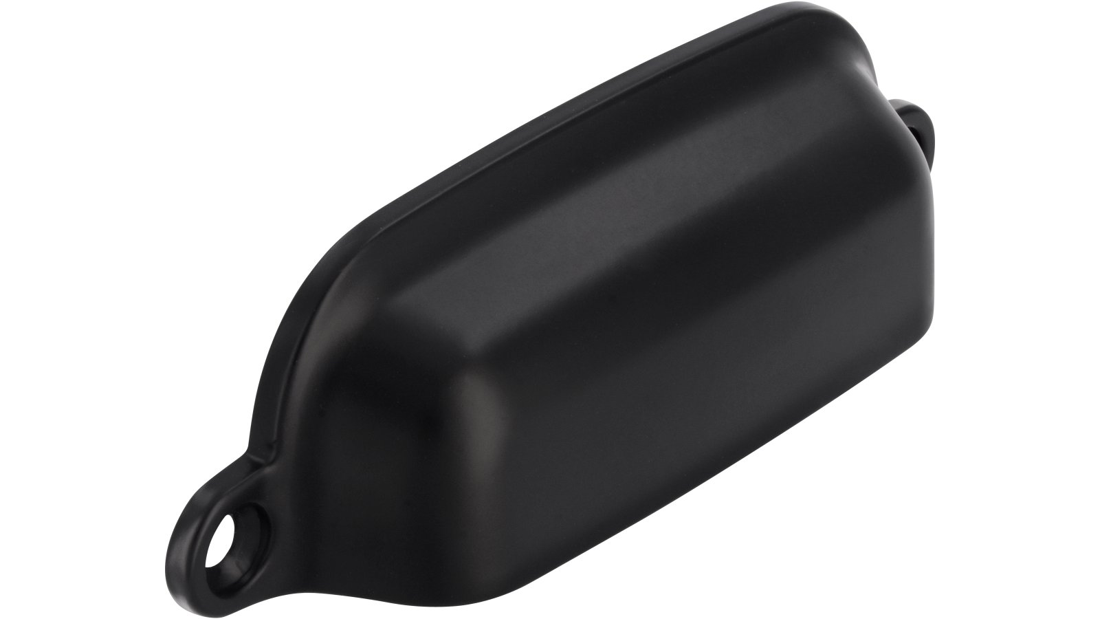 Muschelgriff-Weinboehla-schwarz-Zinkdruckguss-laenge-97-918120-seitlich Muschel Weinböhla Druckguss schwarz matt pulverbeschichtet - 97 mm lang vor weißem Hintergrund