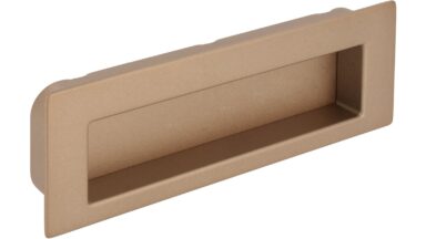 Muschel Worpswede Stahl Bronze matt - 112 mm lang vor weißem Hintergrund