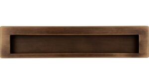 Muschelgriff-Worpswede-schwarz-messing-Stahl-Messing-Zinkdruckguss-laenge-176-927000-front Muschel Worpswede Druckguss - Stahl messing schwarz gebürstet - 176 mm lang vor weißem Hintergrund