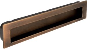 Muschelgriff-Worpswede-schwarz-messing-Stahl-Messing-Zinkdruckguss-laenge-176-927000-seitlich Muschel Worpswede Druckguss - Stahl messing schwarz gebürstet - 176 mm lang vor weißem Hintergrund