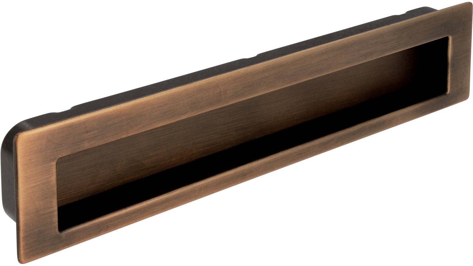 Muschelgriff-Worpswede-schwarz-messing-Stahl-Messing-Zinkdruckguss-laenge-176-927000-seitlich Muschel Worpswede Druckguss - Stahl messing schwarz gebürstet - 176 mm lang vor weißem Hintergrund