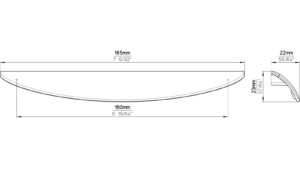 Griffleiste Heiligenhafen Druckguss vernickelt feingeschliffen - 185 mm lang  vor weißem Hintergrund