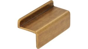 Griffleiste Niebüll Druckguss messingfarbig getrommelt matt - 50 mm lang  vor weißem Hintergrund