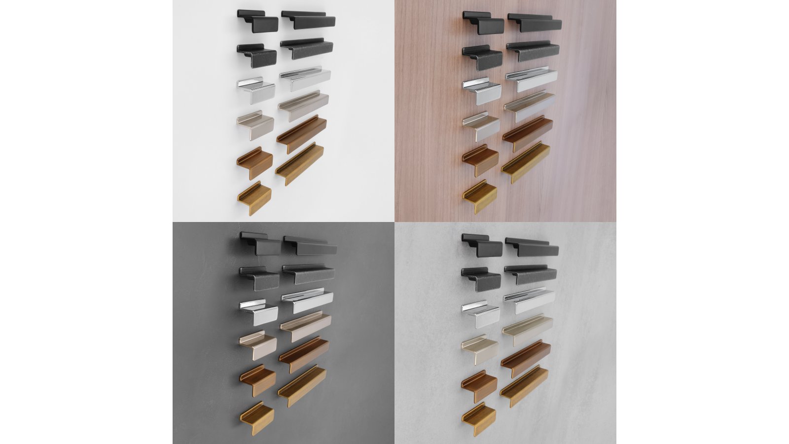 Griffleiste-Niebuell-schwarz-Zinkdruckguss-laenge-150-918536-gruppe Griffleiste Niebüll Druckguss schwarz matt pulverbeschichtet - 150 mm lang vor weißem Hintergrund