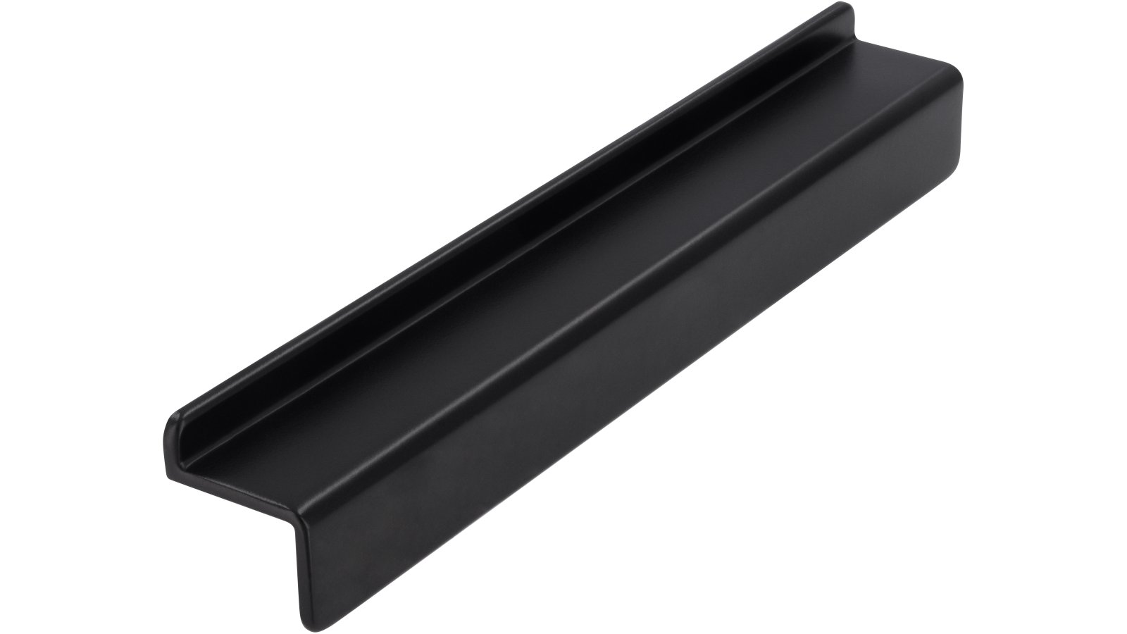 Griffleiste-Niebuell-schwarz-Zinkdruckguss-laenge-150-918536 Griffleiste Niebüll Druckguss schwarz matt pulverbeschichtet - 150 mm lang vor weißem Hintergrund