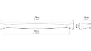 Griffleiste Oberhausen-Rheinhausen Druckguss schwarz matt pulverbeschichtet - 179 mm lang  vor weißem Hintergrund
