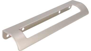 Griffleiste Raguhn-Jeßnitz Druckguss edelstahleffekt - 180 mm lang vor weißem Hintergrund