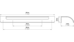 Griffleiste Raguhn-Jeßnitz Druckguss schwarz matt pulverbeschichtet - 180 mm lang  vor weißem Hintergrund