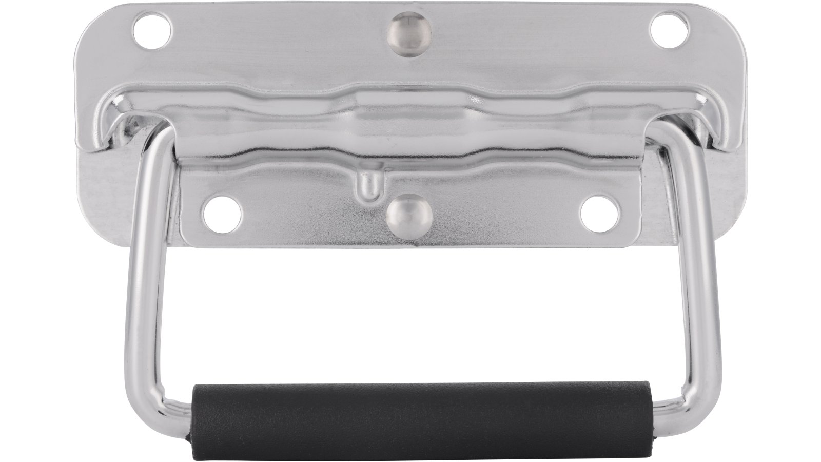 Klöppel Gäufelden Stahl - Gummi chrom glänzend schwarz - 111 mm lang  vor weißem Hintergrund