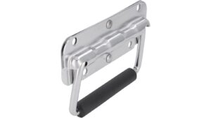 Klöppel Gäufelden Stahl - Gummi chrom glänzend schwarz - 111 mm lang  vor weißem Hintergrund