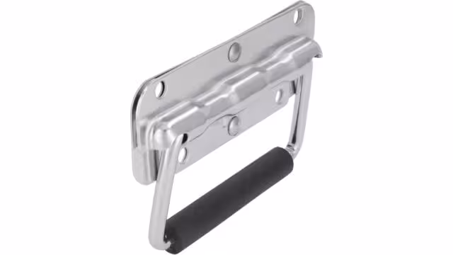 Klöppel Gäufelden Stahl - Gummi chrom glänzend schwarz - 111 mm lang  vor weißem Hintergrund