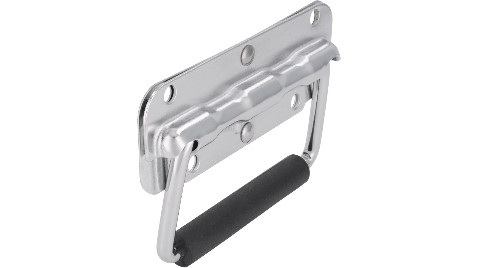 Klöppel Gäufelden Stahl - Gummi chrom glänzend schwarz - 111 mm lang  vor weißem Hintergrund