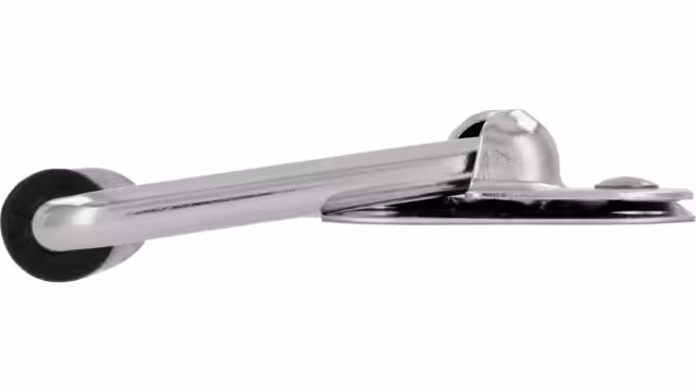 Klöppel Gäufelden Stahl - Gummi chrom glänzend schwarz - 111 mm lang  vor weißem Hintergrund