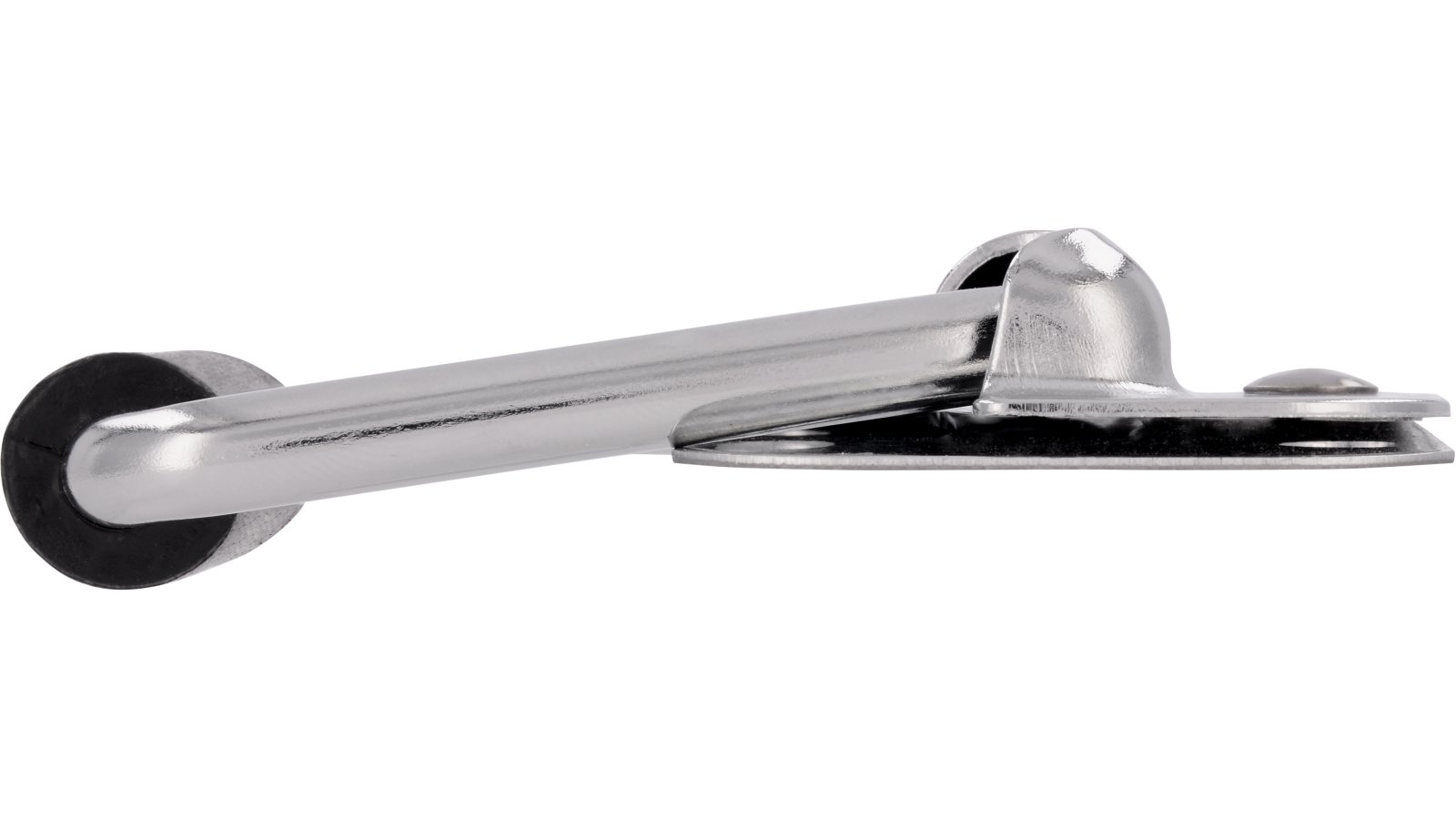 Klöppel Gäufelden Stahl - Gummi chrom glänzend schwarz - 111 mm lang  vor weißem Hintergrund