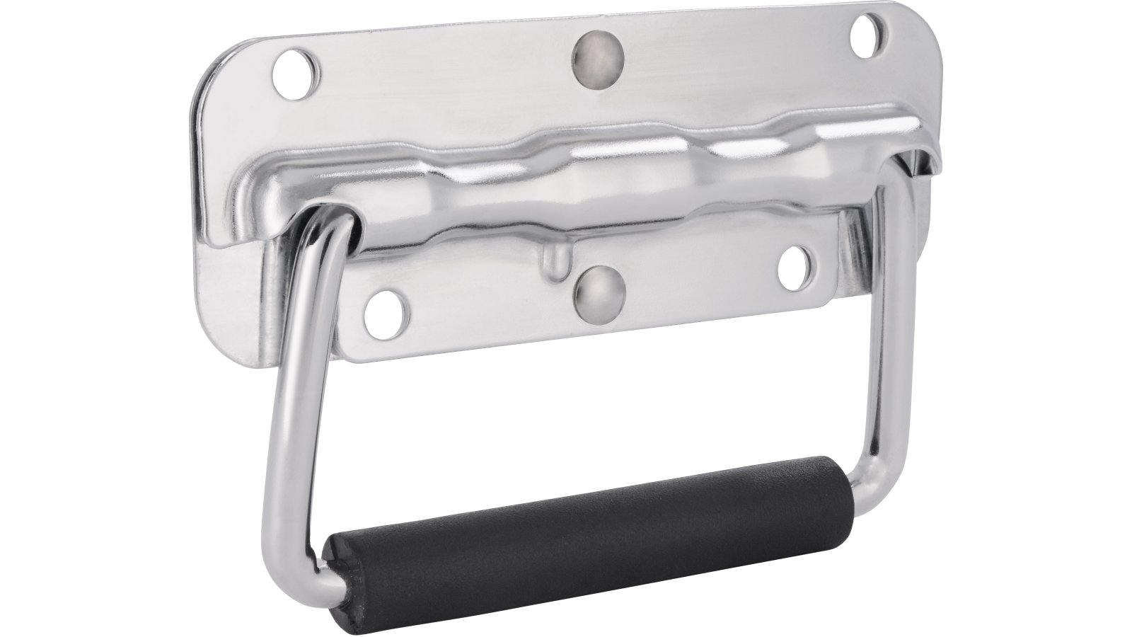 Klöppel Gäufelden Stahl - Gummi chrom glänzend schwarz - 111 mm lang  vor weißem Hintergrund