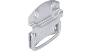 Haengegriff-Osternienburger-Land-silber-Stahl-Zinkdruckguss-laenge-82-932286-seitlich Klöppel Osternienburger Land Stahl verzinkt - 82 mm lang vor weißem Hintergrund