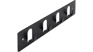 Hakenleiste Mücheln Druckguss schwarz matt pulverbeschichtet - 180 mm lang  vor weißem Hintergrund