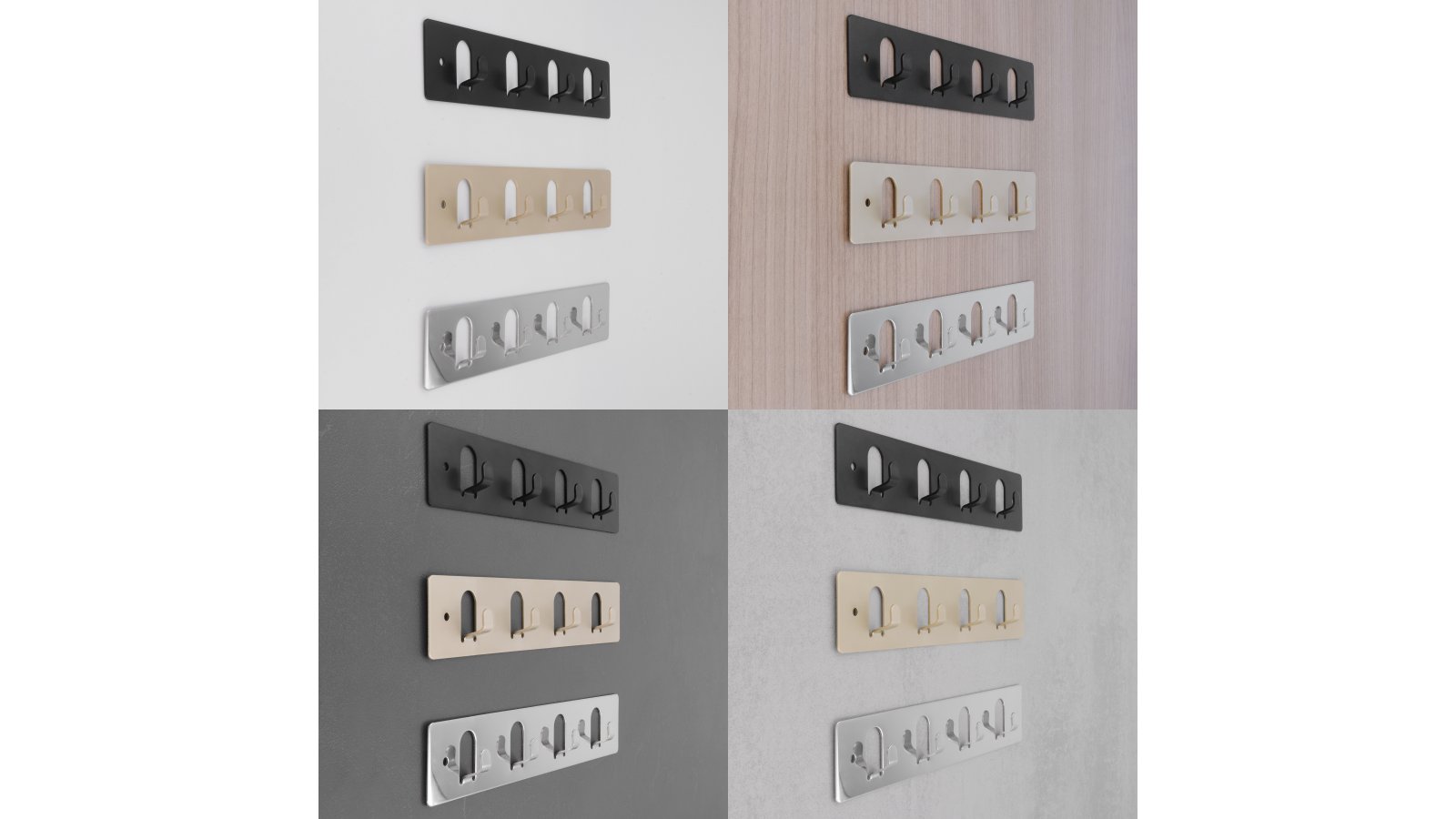 Hakenleiste Mücheln Druckguss schwarz matt pulverbeschichtet - 180 mm lang  vor weißem Hintergrund