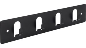 Hakenleiste Mücheln Druckguss schwarz matt pulverbeschichtet - 180 mm lang  vor weißem Hintergrund