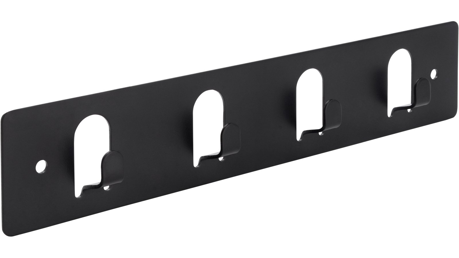 Hakenleiste Mücheln Druckguss schwarz matt pulverbeschichtet - 180 mm lang  vor weißem Hintergrund