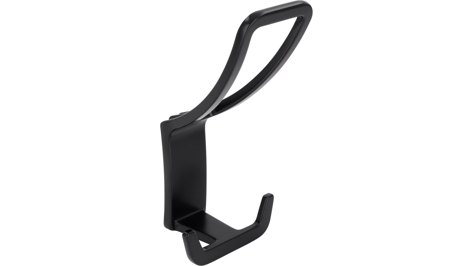 Haken Bad König Druckguss schwarz matt pulverbeschichtet - 125 mm lang  vor weißem Hintergrund