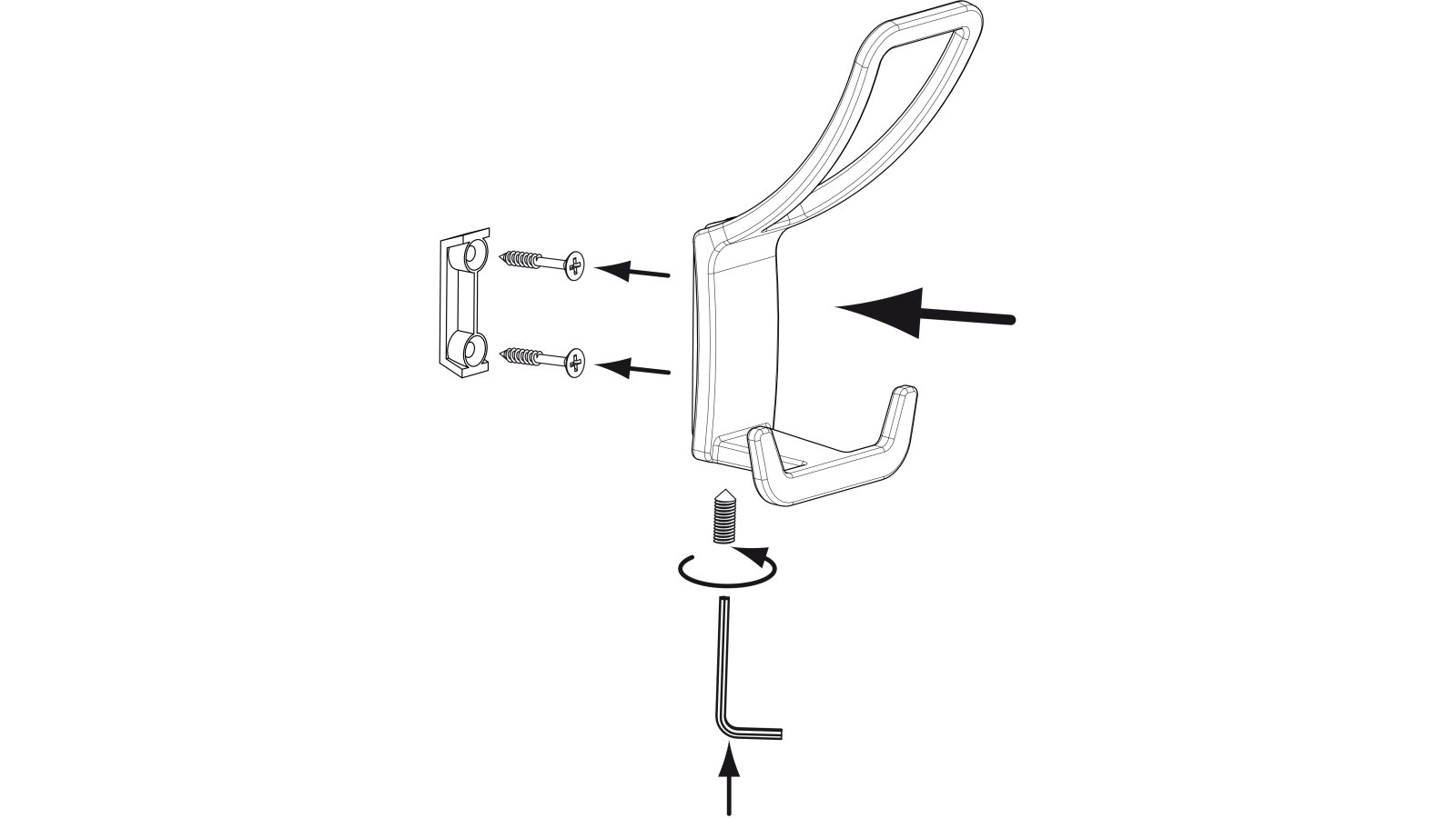 Haken Bad König Druckguss schwarz matt pulverbeschichtet - 125 mm lang  vor weißem Hintergrund