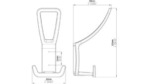 Haken Bad König Druckguss schwarz matt pulverbeschichtet - 125 mm lang  vor weißem Hintergrund