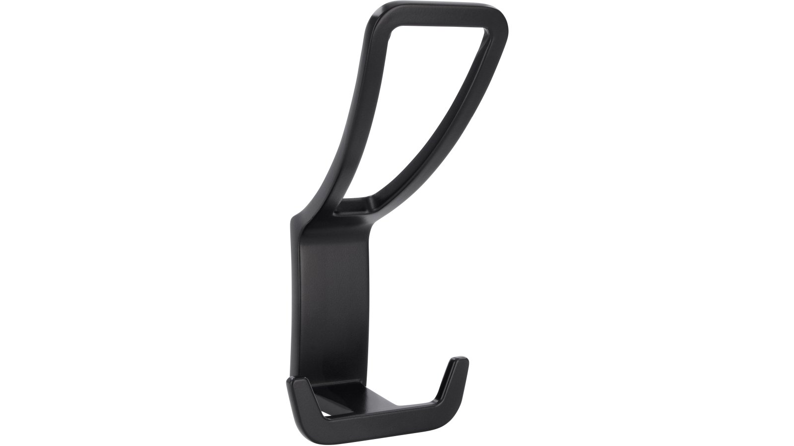 Haken Bad König Druckguss schwarz matt pulverbeschichtet - 125 mm lang  vor weißem Hintergrund