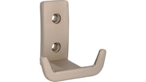 Haken Bad Laer Druckguss edelstahleffekt - 59 mm lang  vor weißem Hintergrund