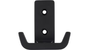 Haken Bad Laer Druckguss schwarz matt pulverbeschichtet - 59 mm lang  vor weißem Hintergrund