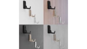 Haken Bad Laer Druckguss schwarz matt pulverbeschichtet - 59 mm lang  vor weißem Hintergrund