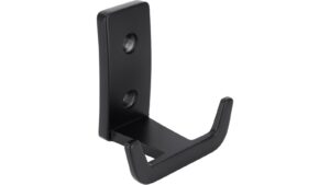 Haken Bad Laer Druckguss schwarz matt pulverbeschichtet - 59 mm lang  vor weißem Hintergrund