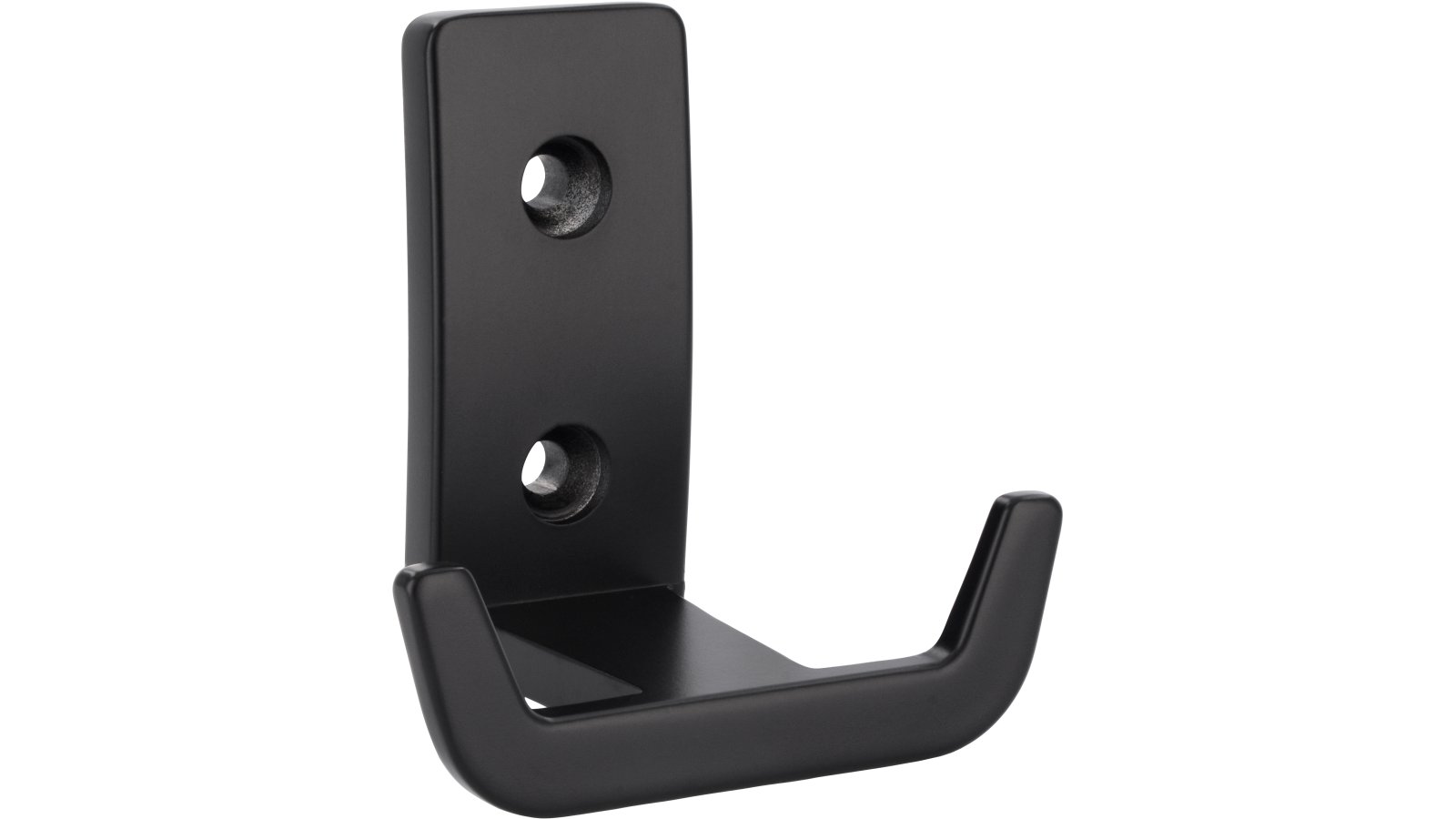 Haken Bad Laer Druckguss schwarz matt pulverbeschichtet - 59 mm lang  vor weißem Hintergrund