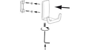 Haken Bad Orb Druckguss schwarz matt pulverbeschichtet - 59 mm lang  vor weißem Hintergrund