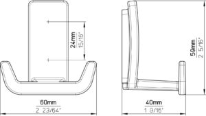 Haken Bad Orb Druckguss schwarz matt pulverbeschichtet - 59 mm lang  vor weißem Hintergrund