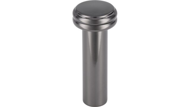 Haken Bobenheim-Roxheim Druckguss schwarz chrom - 17 mm lang  vor weißem Hintergrund