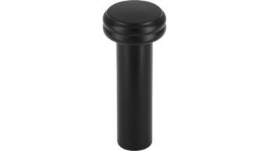 Haken Bobenheim-Roxheim Druckguss schwarz matt pulverbeschichtet - 17 mm lang vor weißem Hintergrund