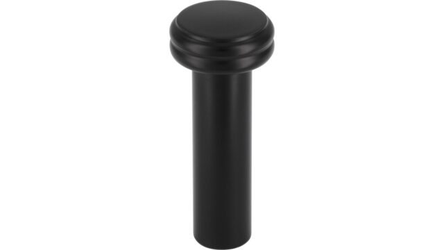 Haken Bobenheim-Roxheim Druckguss schwarz matt pulverbeschichtet - 17 mm lang  vor weißem Hintergrund