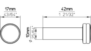 Haken Bobenheim-Roxheim Druckguss schwarz matt pulverbeschichtet - 17 mm lang  vor weißem Hintergrund