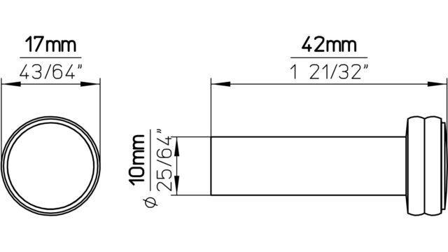 Haken Bobenheim-Roxheim Druckguss schwarz matt pulverbeschichtet - 17 mm lang  vor weißem Hintergrund