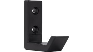 Haken Mindelheim Kunststoff schwarz matt - 51 mm lang  vor weißem Hintergrund