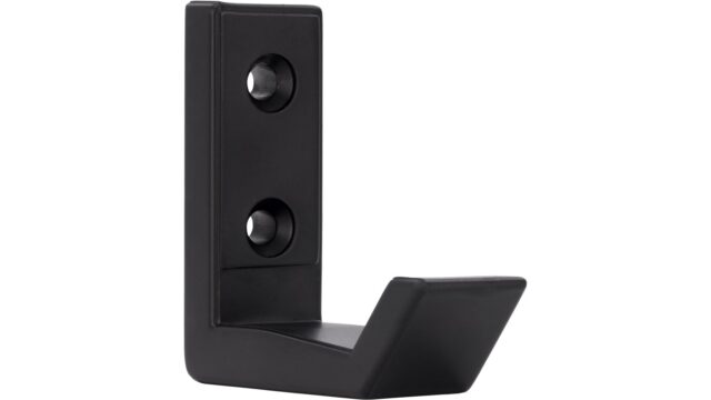 Haken Mindelheim Kunststoff schwarz matt - 51 mm lang vor weißem Hintergrund