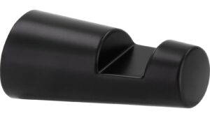 Haken Roßtal Druckguss schwarz matt pulverbeschichtet - 24 mm lang  vor weißem Hintergrund