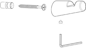 Haken Roßtal Druckguss schwarz matt pulverbeschichtet - 24 mm lang  vor weißem Hintergrund