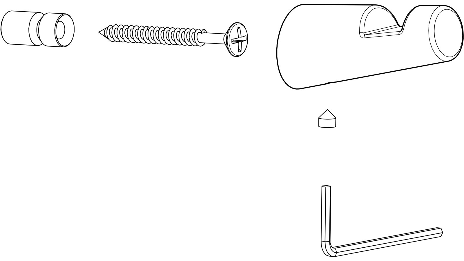 Haken Roßtal Druckguss schwarz matt pulverbeschichtet - 24 mm lang  vor weißem Hintergrund