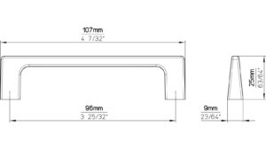 Griff Bad Wildbad Druckguss schwarz matt pulverbeschichtet - 107 mm lang  vor weißem Hintergrund